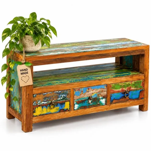 Java Teakholz-Sideboard aus recyceltem, bunten Bootsholz,  Nr.315