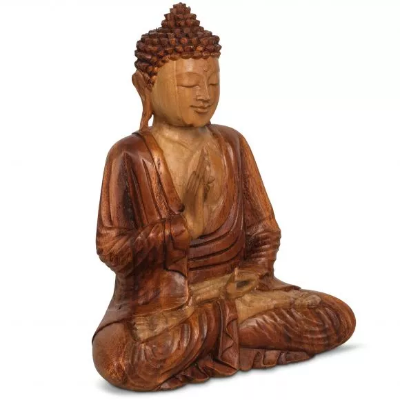 Ruheausstrahlender Buddha aus Bali, Vitarka Mudra, zweifarbig, klein, 30 cm