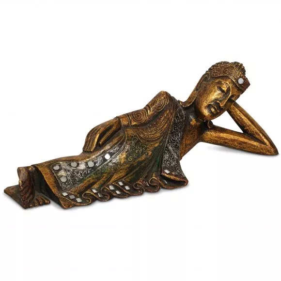 Bali, Buddha gold-bunt, liegend, klein, 50 cm