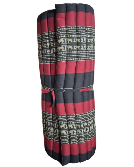 (B-Ware) Nr.721 Kapok Rollmatte, 110 cm breit (Schwarz/Elefanten)