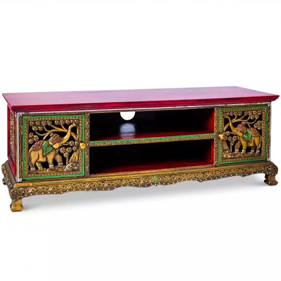 Groes Sideboard mit Elefantenschnitzerei,  Glasmosaikstyle,  Nr.96