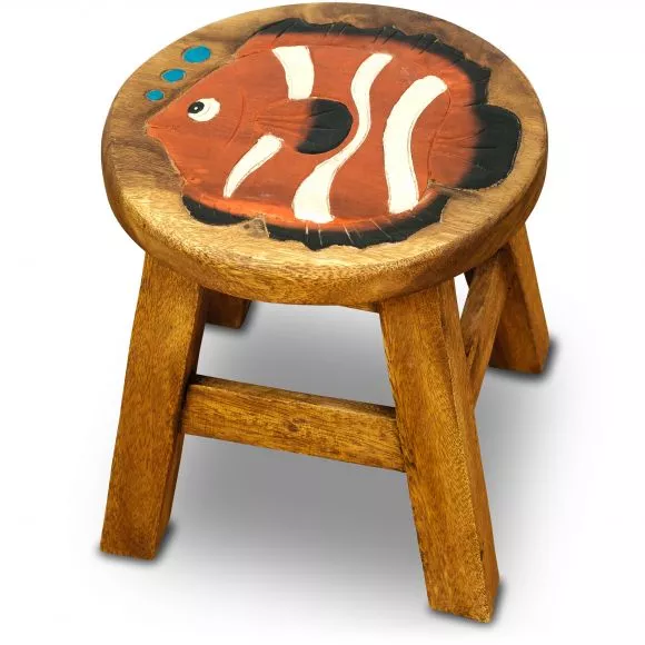 Massivholz Kinderhocker Fisch