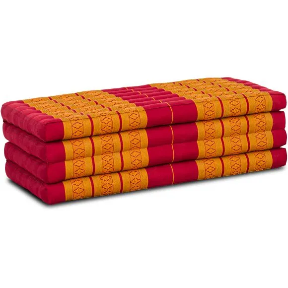 (B-Ware) Nr. 694 Kapok Klappmatratze, 110 cm breit, Classic (Rot/Gelb)