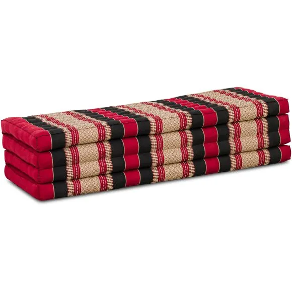 (B-Ware) Nr. 691 Kapok Klappmatratze, 140 cm breit, Classic (Rot/Schwarz)