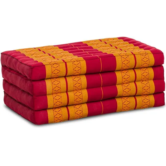 (B-Ware) Nr. 700 Kapok Klappmatratze, 80 cm breit, Classic (Rot/Gelb)