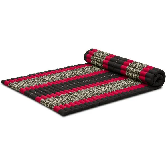(B-Ware) Nr. 722 Kapok Rollmatte, 110 cm breit (Schwarz/Elefanten)