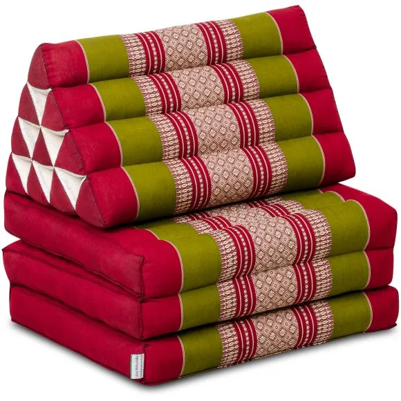 (B-Ware) Nr. 699 Kapok Thaikissen 3 Auflagen, Classic (Rot/Grn)