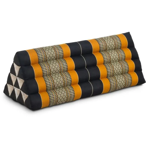 Kapok Dreieckskissen breit (Schwarz/Orange)