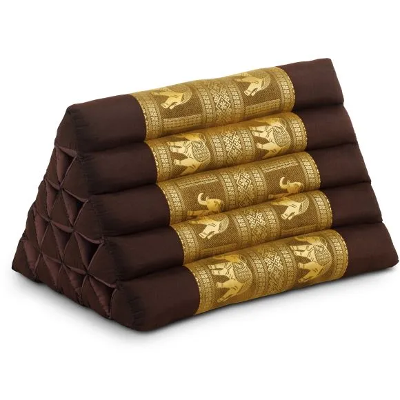 Kapok Dreieckskissen hoch, Deluxe (Braun/Elefanten Seide)