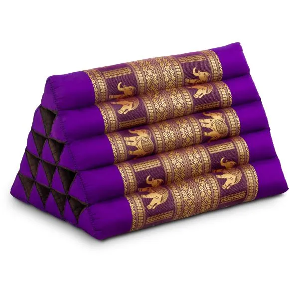 Kapok Dreieckskissen hoch, Deluxe (Lila/Elefanten Seide)