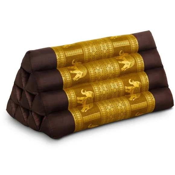 Kapok Dreieckskissen, Deluxe (Braun/Elefanten Seide)