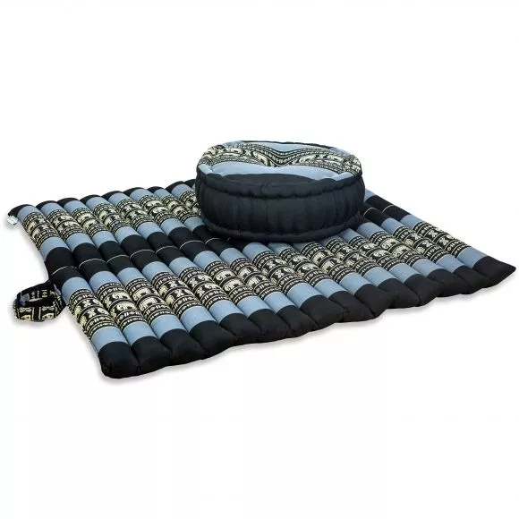 Kapok Meditationskissen Set XL (Blau/Elefanten)