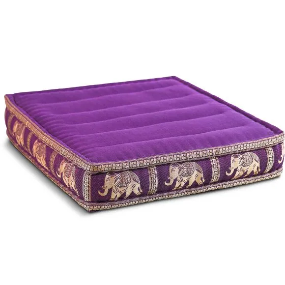 Kapok Bodensitzkissen, Deluxe (Lila/Elefanten Seide)