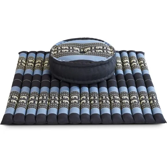 Kapok Meditationskissen Set XL (Blau/Elefanten)