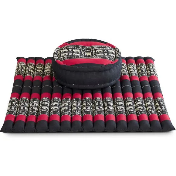 Kapok Meditationskissen Set XL (Schwarz/Elefanten)