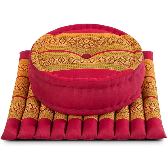 Kapok Meditationskissen Set L (Rot/Gelb)