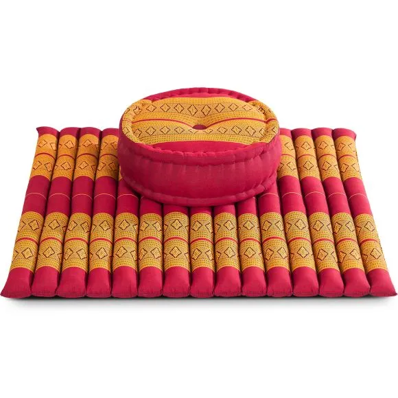 Kapok Meditationskissen Set XL (Rot/Gelb)