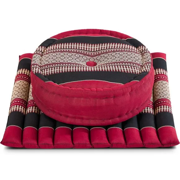 Kapok Meditationskissen Set L (Rot/Schwarz)