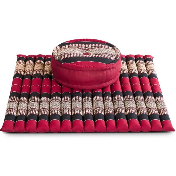 Kapok Meditationskissen Set XL (Rot/Schwarz)