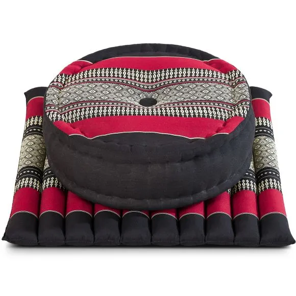 Kapok Meditationskissen Set L (Schwarz/Rot)