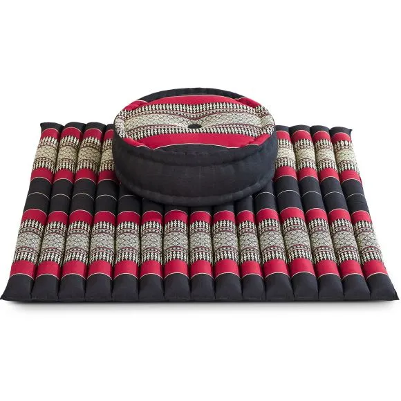 Kapok Meditationskissen Set XL (Schwarz/Rot)