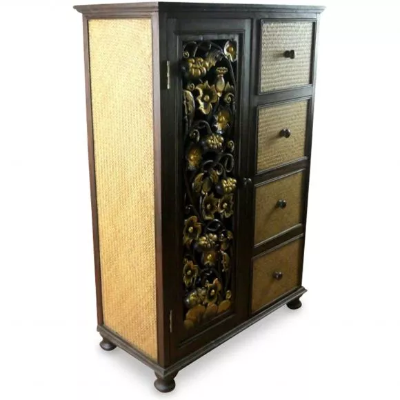 Rattanschrank *goldfarbene Blumen*  Nr.32