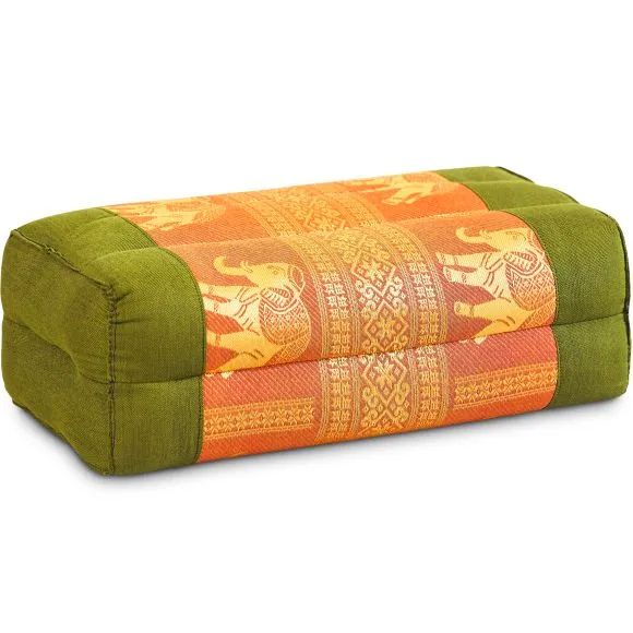 Kapok St�tzkissen, Deluxe (Gr�n/Orange/Elefanten Seide)