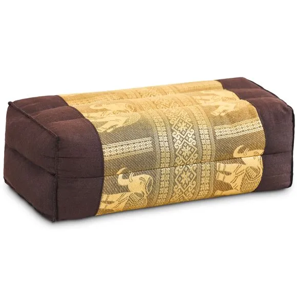 Kapok St�tzkissen, Deluxe (Braun/Gold/Elefanten Seide)