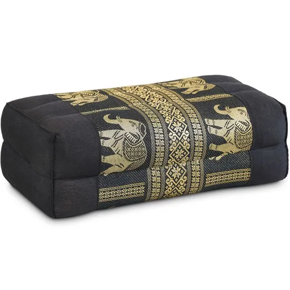 Kapok St�tzkissen, Deluxe (Schwarz/Elefanten Seide)