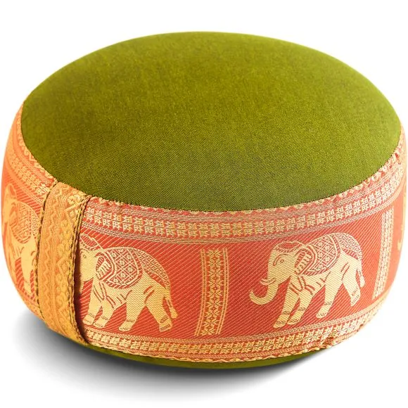 Kapok Zafukissen klein, Deluxe (Gr�n/Orange/Elefanten Seide)