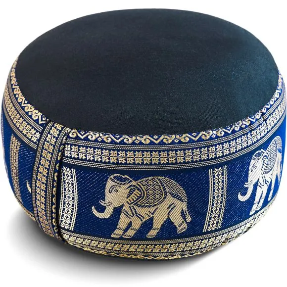 Kapok Zafukissen klein, Deluxe (Schwarz/Blau/Elefanten Seide)