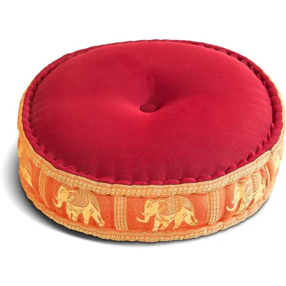 Kapok Zafukissen gro�, Deluxe (Rot/Orange/Elefanten Seide)