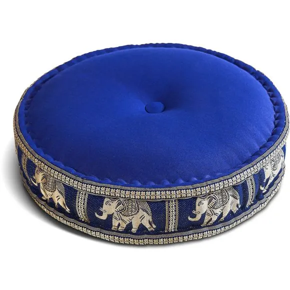 Kapok Zafukissen gro�, Deluxe (Blau/Elefanten Seide)