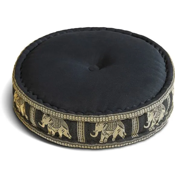 Kapok Zafukissen gro�, Deluxe (Schwarz/Elefanten Seide)