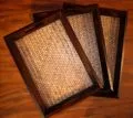Asiatisches Tablettset aus Holz und Rattan