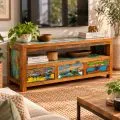 Java Teakholz-Sideboard aus recyceltem, bunten Bootsholz,  Nr.315