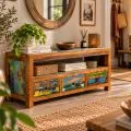Java Teakholz-Sideboard aus recyceltem, bunten Bootsholz,  Nr.315