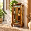 Java Teakholz-Vitrine aus recyceltem, bunten Bootsholz,  Nr.319