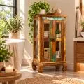 Java Teakholz-Vitrine aus recyceltem, bunten Bootsholz,  Nr.319