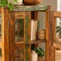 Java Teakholz-Vitrine aus recyceltem, bunten Bootsholz,  Nr.319