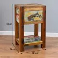 Java Teakholz-Nachtschrank, hoch, aus recyceltem, bunten Bootsholz,  Nr.335