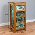 Java Teakholz-Kommode aus recyceltem, bunten Bootsholz,  Nr.337
