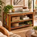 Java Teakholz-Sideboard offen, aus recyceltem, bunten Bootsholz,  Nr.321