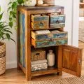 Java Teakholz-Kommode, Nachtschrank, aus recyceltem, bunten Bootsholz,  Nr.371
