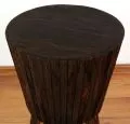 Holzhocker, rund, braun, aus Java (Indonesien)