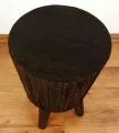 Holzhocker, rund, braun, aus Java (Indonesien)