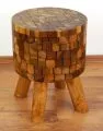 Teakholz-Hocker, rund, aus Java (Indonesien)