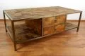 Java, sehr groer Couchtisch mit Schubladen aus Metall und Teakholz, Nr.54