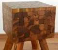 Teakholz-Hocker, Quadrat, aus Java (Indonesien)