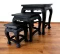 3er-Set Opiumtische, Asiatische Eleganz (Schwarz)